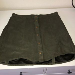 Olive green button up skirt